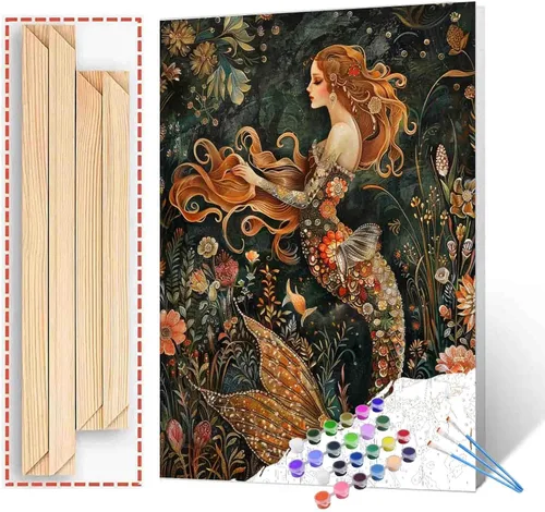 Vista 17 de Pintura por números para adultos, tatuajes de mujeres, pintura por números sobre lienzo, fácil de pintar para principiantes, tatuajes de flores