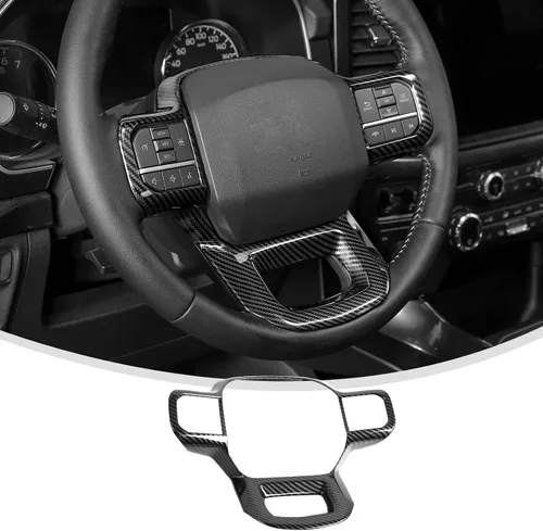 Vista 18 de Linskip Moldura para volante compatible con Ford F150 2015-2020 y F250 F350 Super Duty 2017-2022, para Ford Expedition 2018-2021, funda para Negro