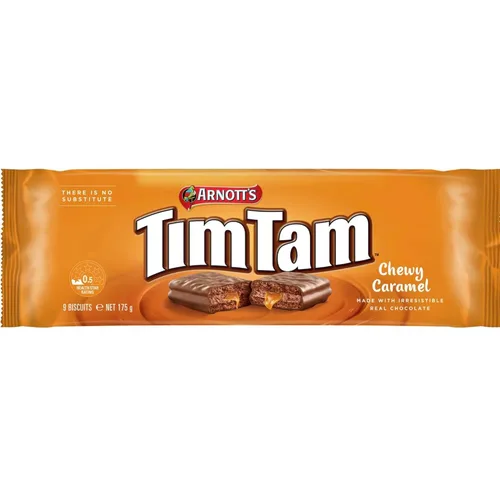 Vista 2 de Arnott's Tim Tam - Galletas masticables de chocolate con caramelo, paquete de 4 (6.17 oz cada uno), fabricadas en Australia, golosinas clásicas