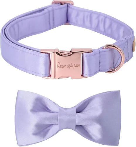 Vista 12 de Collar para perro, collar de seda verde con lazo, lazo suave, collar ajustable para mascotas, regalo para perros hembras o machos XS