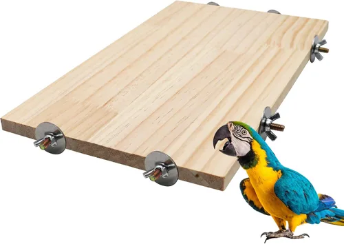 Vista 8 de Dnoifne Plataforma grande de soporte para pájaros de 7.9 x 5.9 pulgadas, accesorios de jaula de madera natural, soporte para pájaros con superficie