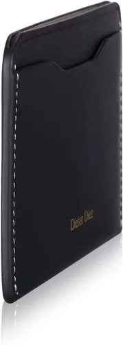 Vista 8 de HISCOW Tarjetero plegable delgado minimalista - piel de becerro italiana (negro)