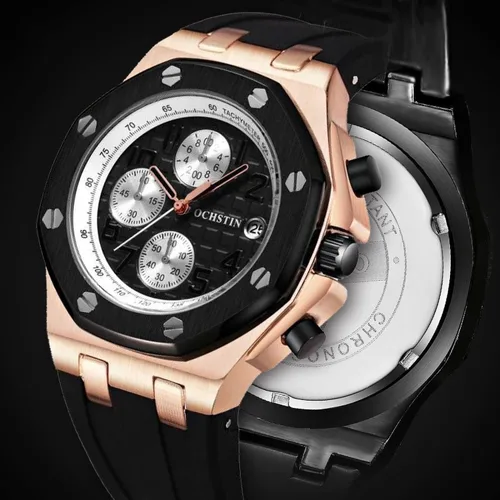 Vista 3 de TEINTOP Ochstin - Reloj octogonal con cronógrafo de precisión para hombre