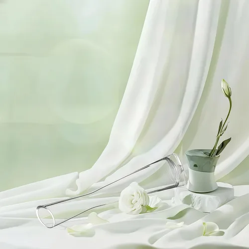Vista 9 de Jarrón de vidrio soplado hecho a mano con forma de brote de cristal transparente pequeño, jarrón de cristal con base pesada, jarrón de flores de un