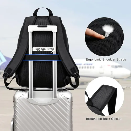Vista 6 de Mochila para la escuela, adolescentes, niños y niñas, mochilas casuales Negro