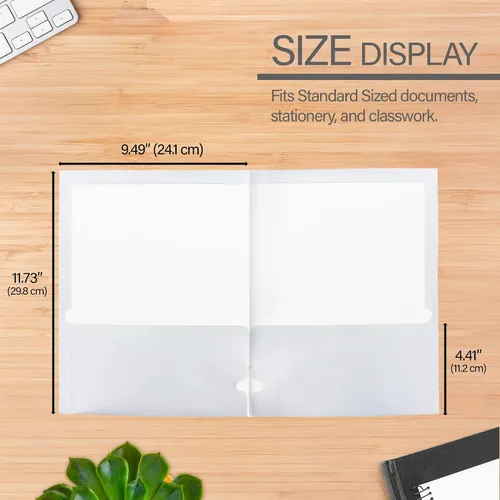 Vista 2 de BAZIC - Carpeta de papel con 2 bolsillos, cartera laminada metálica de 3 agujeros, soporte para carpetas de tamaño carta para oficina, organizador