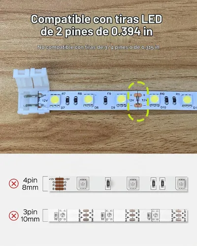 Vista 4 de JACKYLED Conectores de tira LED de 2 pines de 0.394 in para tiras de luces