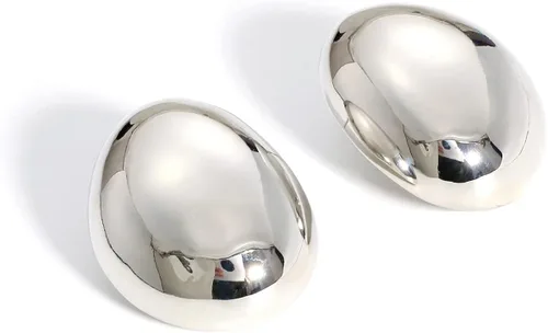 Vista 5 de KELMALL Aretes de aro gruesos de oro para mujer, aros abiertos gruesos de gran tamaño, ligeros, poste de plata de ley 925