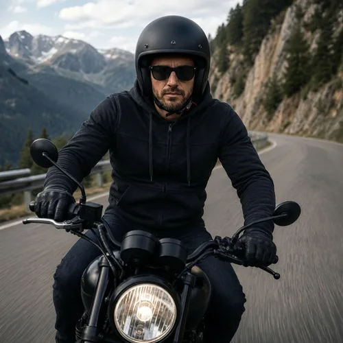 Vista 7 de Milwaukee Leather Sudadera con capucha protectora para hombre - Aramida reforzada con armadura de hombro y codo CE Grpm1788-negro
