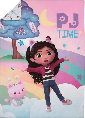 Vista 2 de NoJo DreamWorks Gabby's Dollhouse Dream It Up Arcoíris Multicolor Hora de Dormir - Juego de cama de 4 piezas para cama de niño pequeño - Edredón La