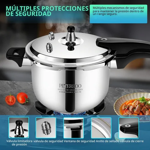 Vista 8 de Olla a presión de acero inoxidable de 3 cuartos pequeña, 8 en 1, compatible con inducción, más de 8 características de seguridad, estufa