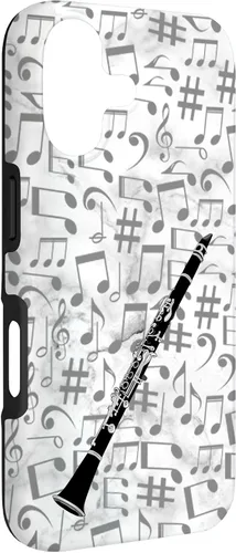 Vista 3 de Clarinet Phone Case - Music Notes - White Background Case for iPhone 17