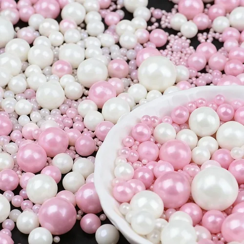 Vista 37 de Gránulos de perlas negras para decoración de pasteles, 6 tamaños de perlas Negro