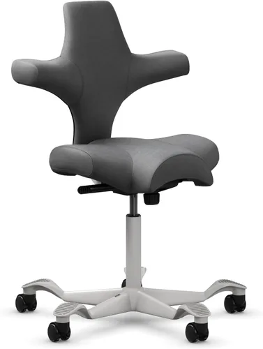 Vista 56 de HAG Capisco Sit to Stand - Silla de pie con marco negro, tapizada de ónix negro con anillo para el pie Negro Onyx