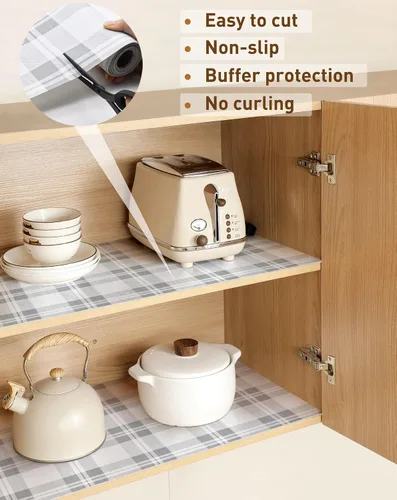 Vista 3 de MelunMer Revestimientos para estantes de cajones para armarios de cocina, antiadherentes, de 24 x 23.62 pies, agarre fuerte antideslizante
