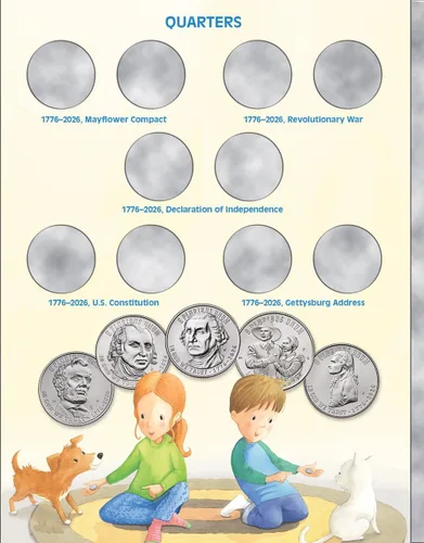 Vista 4 de Whitman 250th America Celebration Coin Folder – Kids Love Coins P & D Mints #5536
