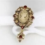 Vista 3 de Broche de camafeo de cristal vintage, cameo de belleza victoriana con broche de cristal (plata)