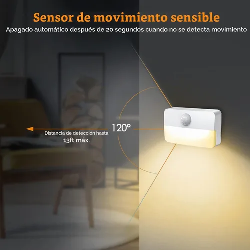 Vista 3 de Paquete de 2: luz nocturna con sensor de movimiento, luces adhesivas con sensor de movimiento para interiores, luces de cocina para debajo