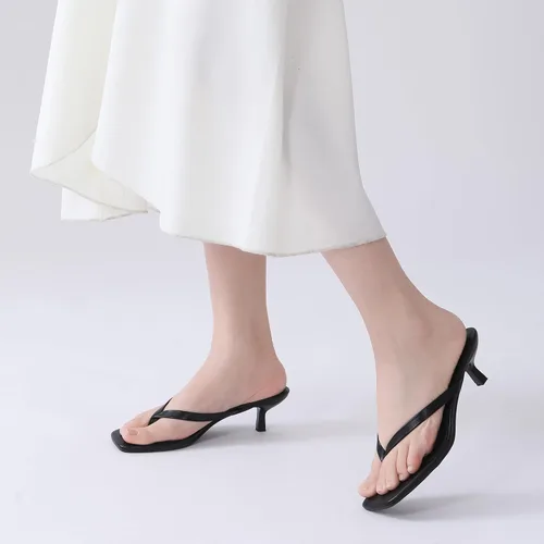 Vista 2 de Sandalias de tacón de gatitos para mujer, con puntera cuadrada, sin cordones, sandalias de tacón de 2 pulgadas, sandalias de fiesta, sandalias