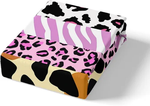 Vista 5 de Manfei Juego de funda de edredón de piel de animal, tamaño individual, funda de edredón con estampado de cebra de leopardo con 1 funda de almohada