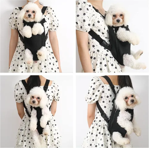 Vista 4 de Mochila ajustable para mascotas, transportador para perros, cachorros y gatos para viajes, senderismo y automóvil, transportador frontal y mochila