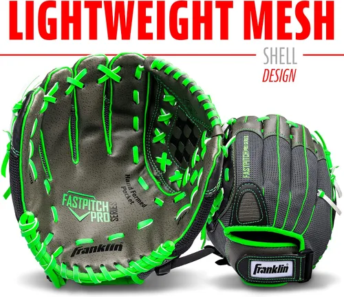 Vista 2 de Franklin Sports Fastpitch Softball Gloves - Windmill Adult + Youth Fielding Gloves - 11" or 12" - Pink + Green