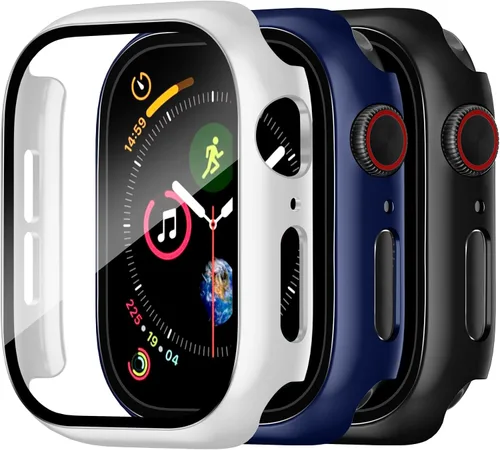 Vista 14 de Charlam - Funda de policarbonato duro compatible con Apple Watch de 38 mm, series 1, 2, 3, protector de pantalla integrado, ultradelgada, cobertura