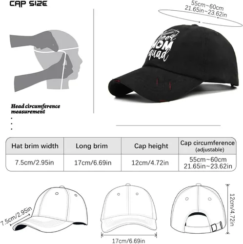 Vista 4 de Gorro de golf con texto en inglés "Cheer Mom", color negro, para hombres, regalos para novios, gorras de béisbol