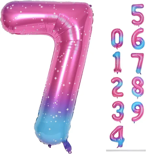 Vista 144 de Globo negro del número 0 para niñas y niños, 40 pulgadas, grande, número 0-9, de papel de aluminio, de Mylar para helio, juego de globos digitales