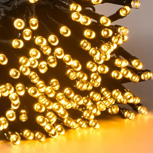 Vista 11 de 300 luces LED de Navidad blancas cálidas para interiores y exteriores, cadena de luces LED de 100 pies, cable verde, enchufable, luces de árbol