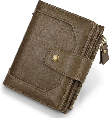 Vista 27 de Billeteras pequeñas Billetera vintage para mujer, beige y marrón, Vintage