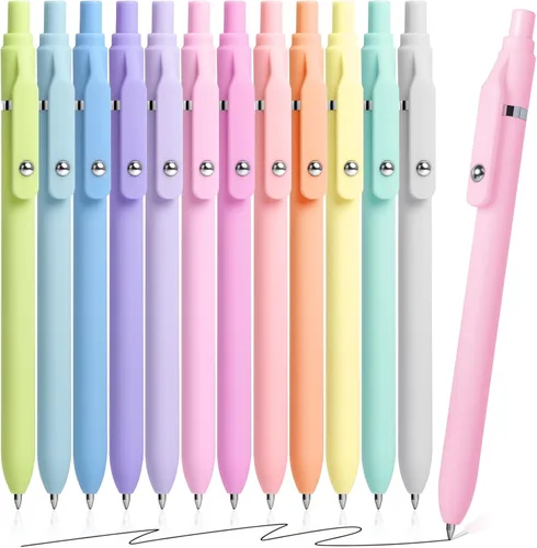 Vista 8 de Fenmay Bolígrafos de gel, juego de 12 bolígrafos de punta fina de 0,5 mm, estéticos, de secado rápido, sin manchas, escritura suave, agarre cómodo