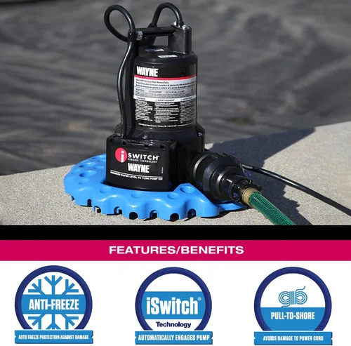 Vista 4 de WAYNE WAPC250 bomba automática de 1/4 HP de encendido/apagado para quitar el agua de la alberca