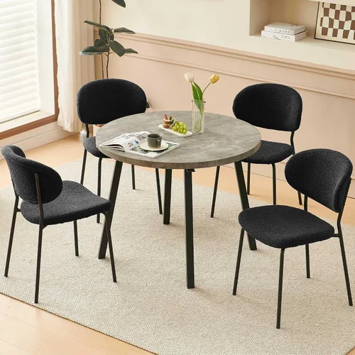 Vista 25 de Homedot Juego de 2 sillas de comedor tapizadas negras, modernas sillas de cocina de mediados de siglo tapizadas con cojín acolchado para comedor