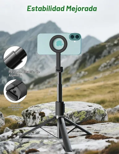 Vista 4 de Takerers Trípode magnético para selfie stick de 66 pulgadas para iPhone Magsafe, 360° de aluminio giratorio fuerte magnético para teléfono celular