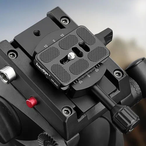 Vista 7 de Haoge CP-MA90 Adaptador de abrazadera QR de placa de liberación rápida para cabezal de video líquido Manfrotto para trípode seleccionado a
