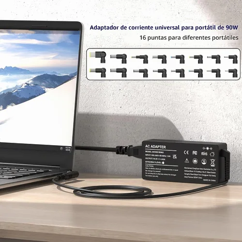 Vista 6 de Adaptador de CA universal de 90 W, cargador para laptop compatible con Lenovo HP Dell ASUS Acer Samsung Gateway Notebook Ultrabook Chromebook Negro