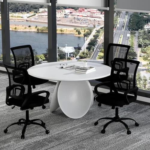 Vista 4 de Bonzy Home Juego de 2 sillas ergonómicas de oficina, sillas de sala de conferencias con ruedas, silla de escritorio de malla para computadora