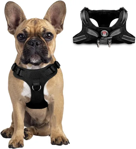 Vista 15 de Arnés para perro, arnés reflectante ajustable sin tirones, transpirable suave para perros pequeños y medianos, gatos, negro, XXS