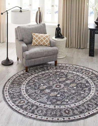 Vista 13 de Unique Loom Eco Traditional Collection - Alfombra de área - Coherance (rectangular 2' 0" x 3' 0", gris carbón/marfil)