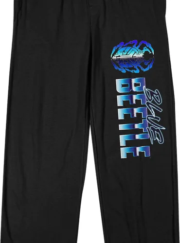 Vista 2 de Bioworld Blue Beetle Chrome Logo Pantalones de pijama negros para hombre