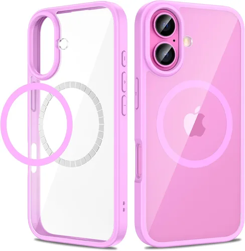 Vista 15 de VEGO Funda para iPhone 13 y iPhone 14, con imanes integrados, parte trasera de policarbonato duro transparente + funda delgada de TPU suave