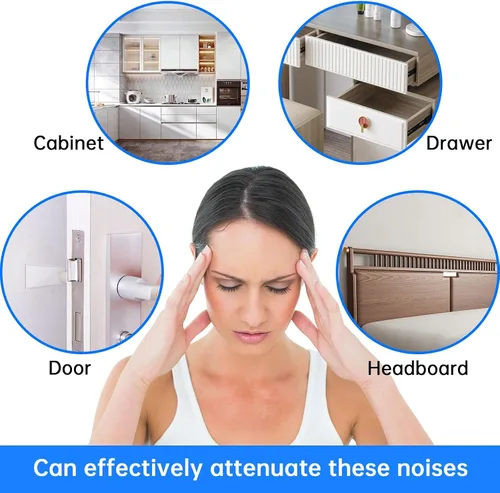 Vista 6 de Parachoques de puerta de armario cortables de 2 pulgadas, tapones para muebles, almohadillas autoadhesivas insonorizadas para muebles, almohadillas