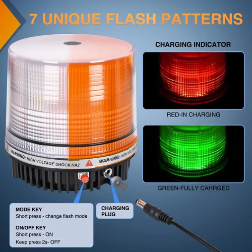 Vista 4 de Nilight 18 Luces Estroboscópicas LED Ámbar Blanco Inalámbricas Giratorias de Emergencia y Seguridad Luz Baliza Intermitente con Base de Montaje
