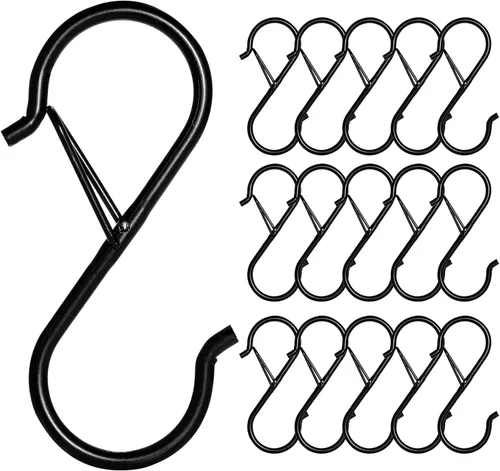Vista 8 de FSAH 17 piezas de ganchos en S para colgar con hebilla de seguridad, ganchos de acero inoxidable con forma de S de 3.5 pulgadas con bloqueo