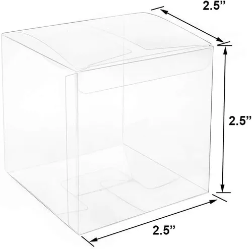 Vista 4 de Mose Cafolo 50 cajas de regalo de plástico transparente de 2.5 x 2.5 x 2.5 pulgadas (2.5 x 2.5 x 2.5 in) de plástico transparente para dulces
