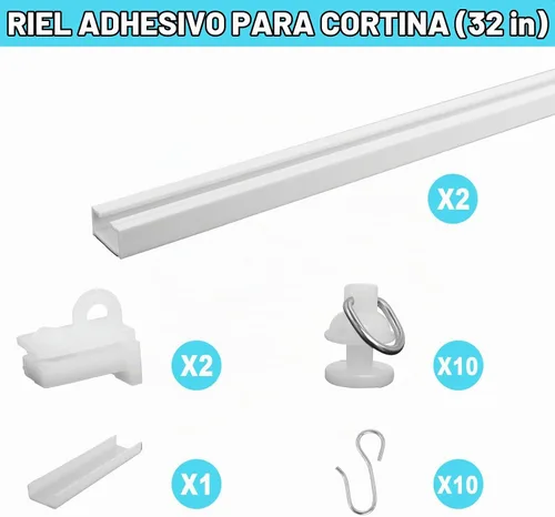 Vista 2 de Pista de cortina adhesiva de 32 pulgadas, pista de montaje en pared autoadhesiva para montaje en techo