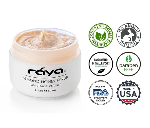 Vista 4 de RAYA Exfoliante facial de miel de almendra (106) Exfoliante facial natural para piel no manchada Pule, suaviza y crea una tez brillante
