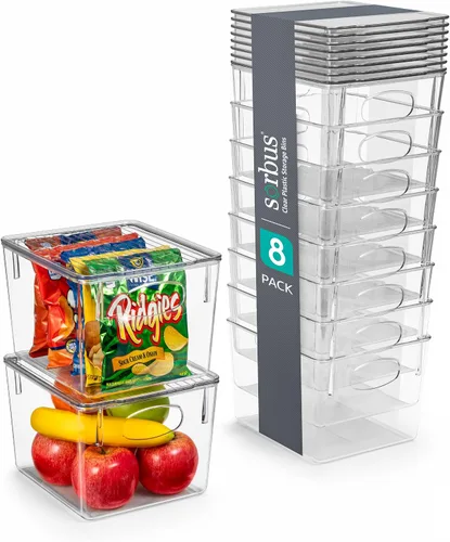 Vista 13 de Sorbus Contenedores grandes de plástico con tapas, para organización de cocina, organizadores de despensa y almacenamiento, organizador