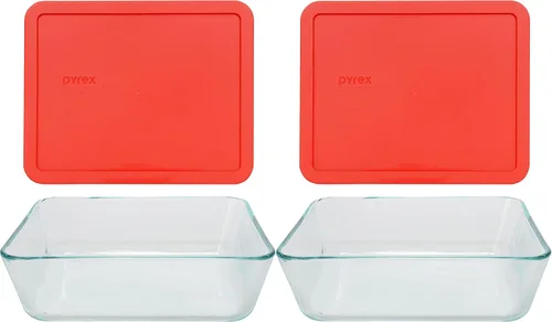 Vista 3 de Pyrex - Juego de 3 recipientes rectangulares de vidrio para almacenar alimentos